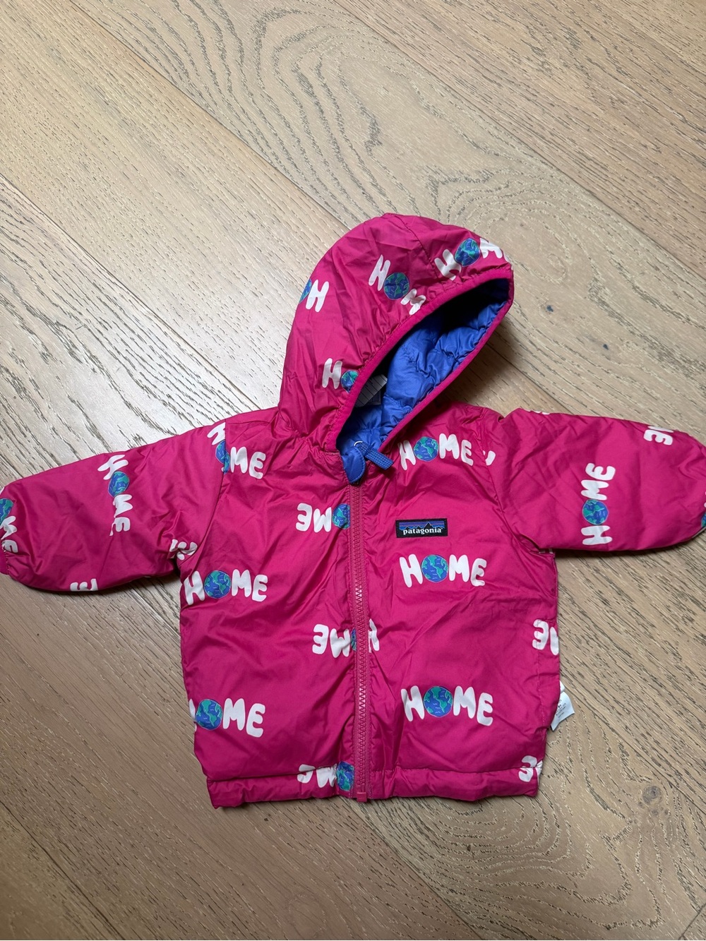 Patagonia Hot Pink 'HOME' Puffer Hooded Jacket
